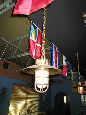 Hanging Hooded Brass Passageway Light